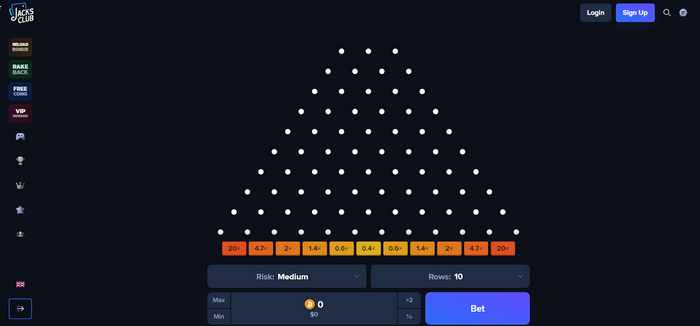 Juego de apuestas Plinko